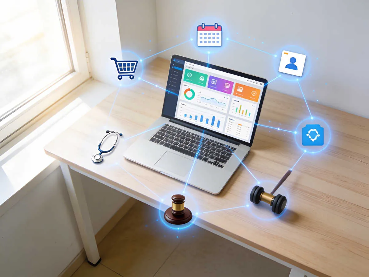 Business tools connected to AI agent on laptop screen