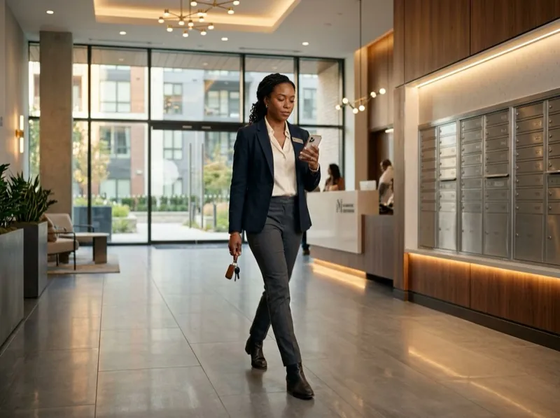 Property manager reviewing tenant calls